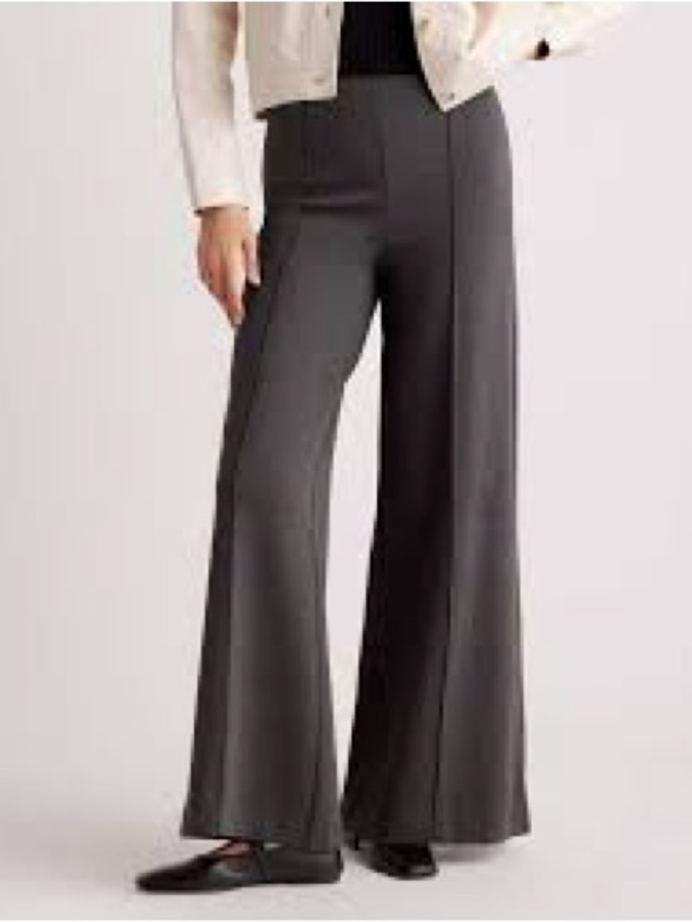 Quince Wide Leg Ponte Pants in Charcoal, M